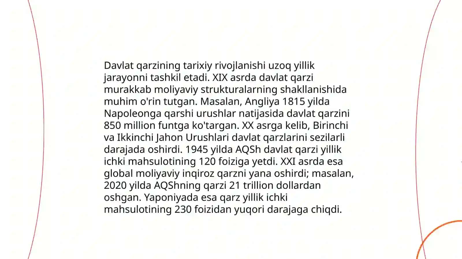 Davlat qarzi. Ichki va tashqi qarz. O'zbekistonning qarzi 4