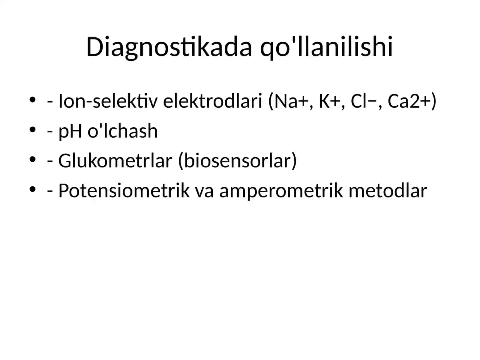 Davolash amaliyoti va tashxisda elektrokimyo asoslarining qo'llanilishi 4