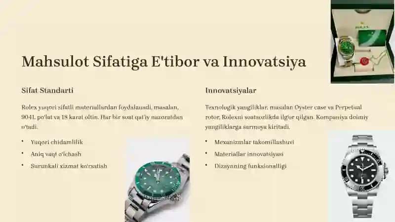 Rolex Kompaniyasining Biznes Strategiyasi 4
