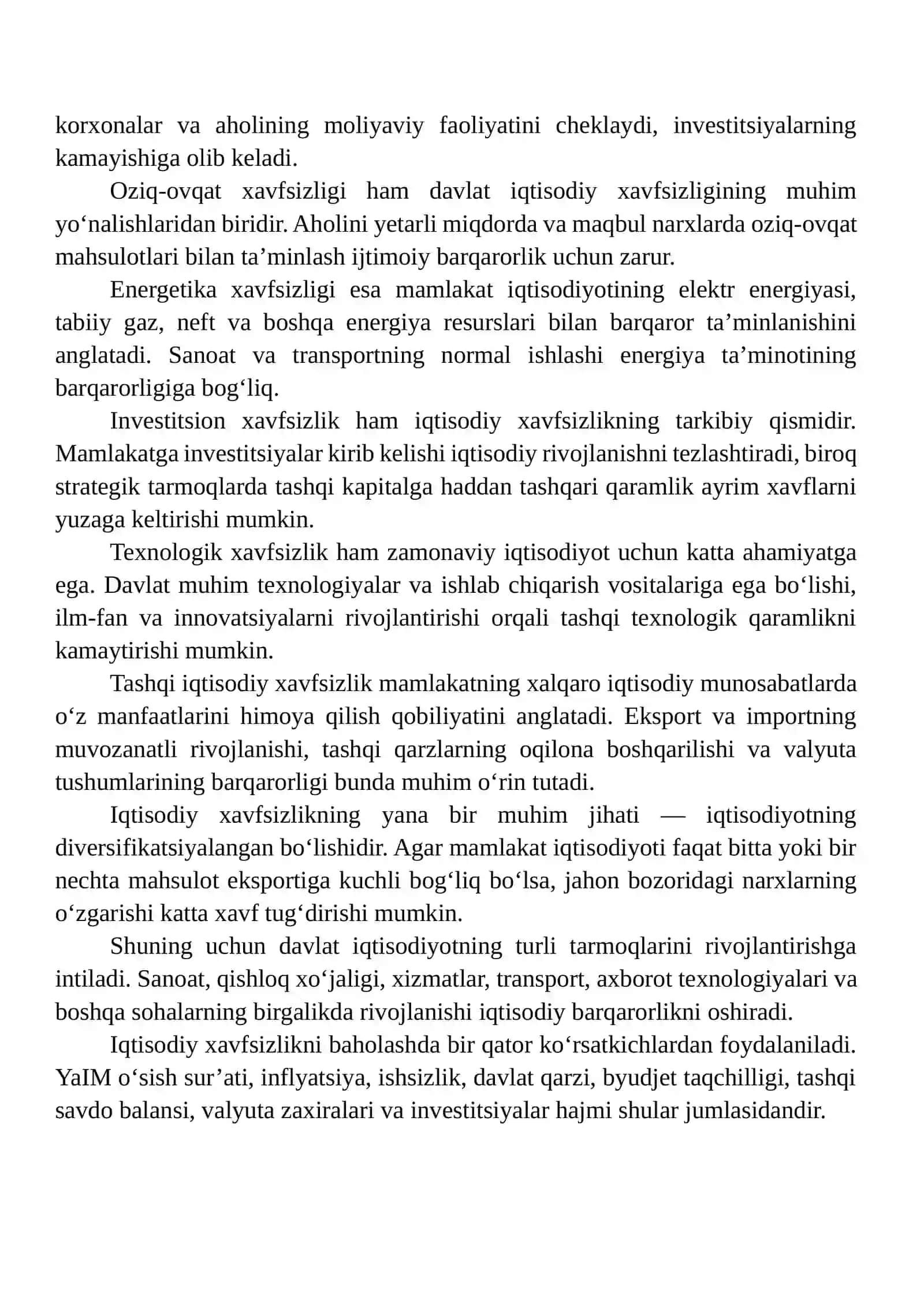 Davlatning Iqtisodiy Xavfsizligini Ta’minlash Vazifalarini O‘rganish 4