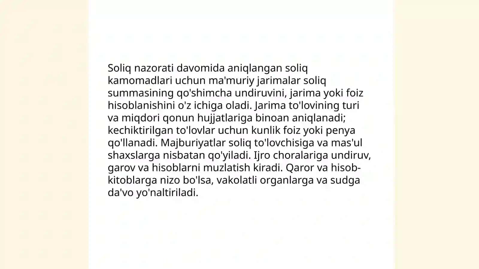 Soliq tekshiruvlarining va soliq nazorati boshqa choralarining huquqiy oqibatlari 4