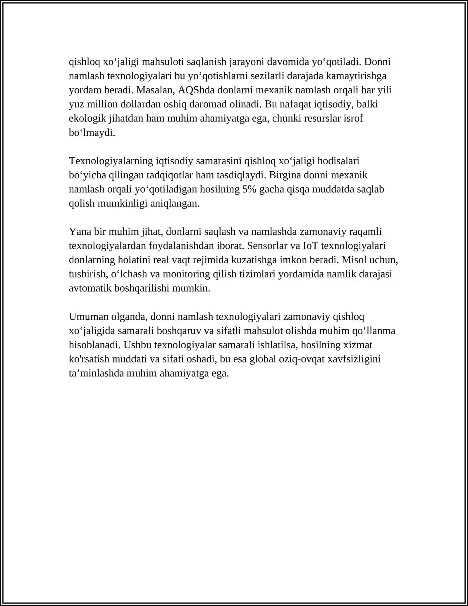 DONNI NAMLASH VA YUVISH USKUNALARINI TEXNOLOGIK HISOBLASH 4