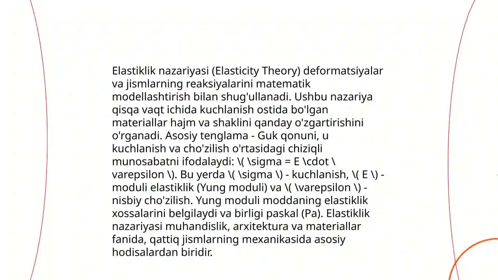 Deformatsiya Guk qonuni Elastik modul 4