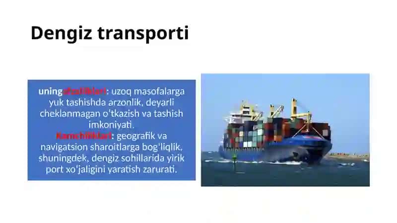 Transport Tizimlari Turari va Ularning Moddiy-Texnik Bazasi 4