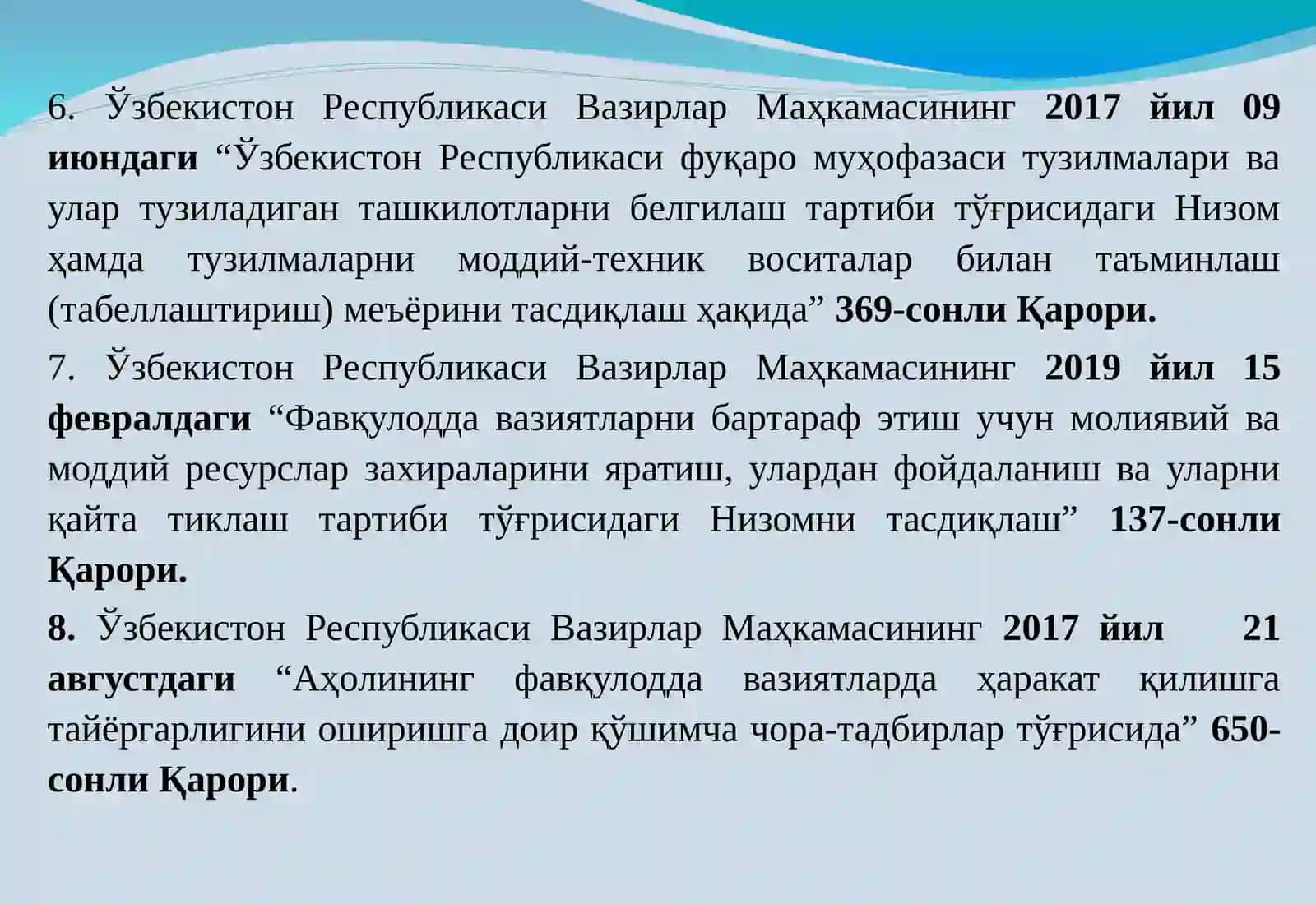 Фавқулодда вазиятларни бартараф этув тадбирлари 4