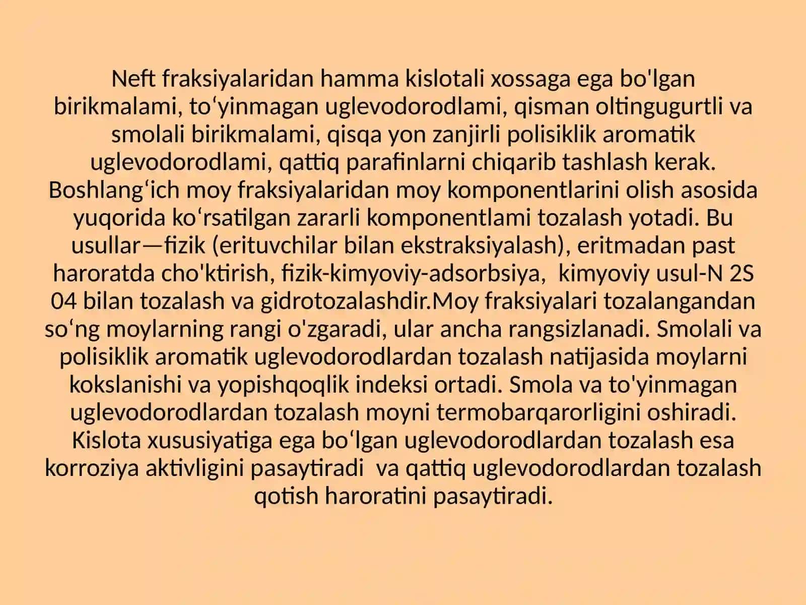 Moy fraksiyalaridan og'ir parafinlarni ajratish texnologiyasi 4