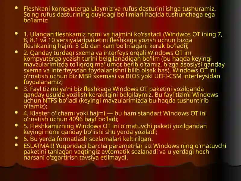 Windows OTni kompyuterga o`rnatish 4