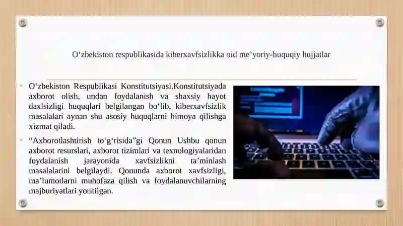 Kiberxavfsizlikga oid milliy va xorijiy me’yoriy-huquqiy hujjatlar tahlili. 4