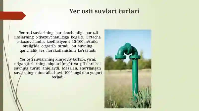 Yer osti suvlarining klassifikatsiyasi 4