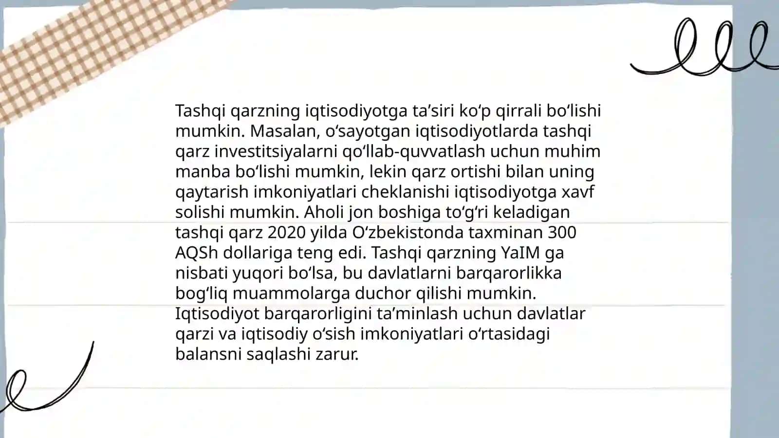 Oʻzbekiston iqtisodiyotining qarz muammolari tashqi qarz va unga xizmat koʻrsatish 4