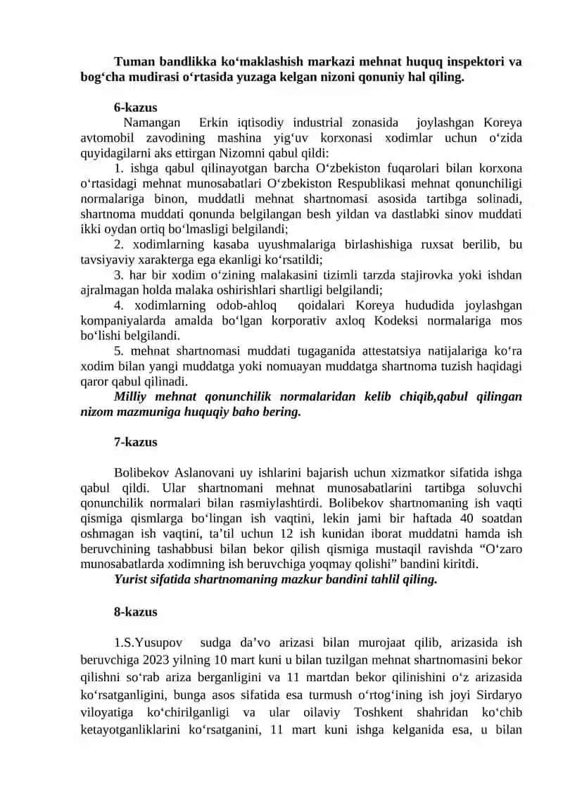 Mehnat huquqi modulidan 4