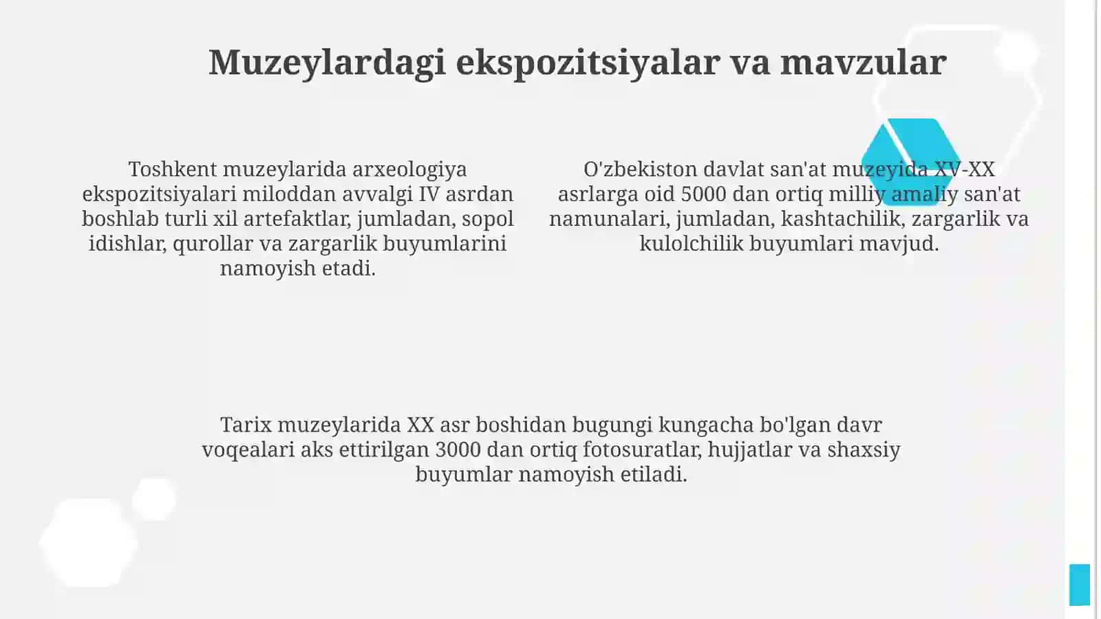 Toshkent shahrida joylashgan muzeylar faoliyati 4