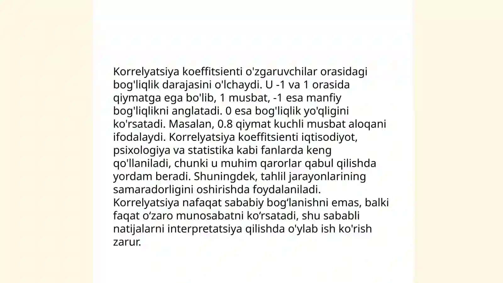 Korrelyatsiya koeffitsienti uning baholash usullari statistik tahlil etishda qo'llanilishi 4