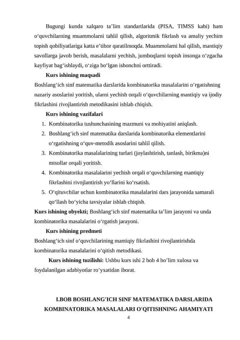 BOSHLANG’ICH SINF MATEMATIKA DARSLARIDA KOMBINATORIKA MASALALARI. 4