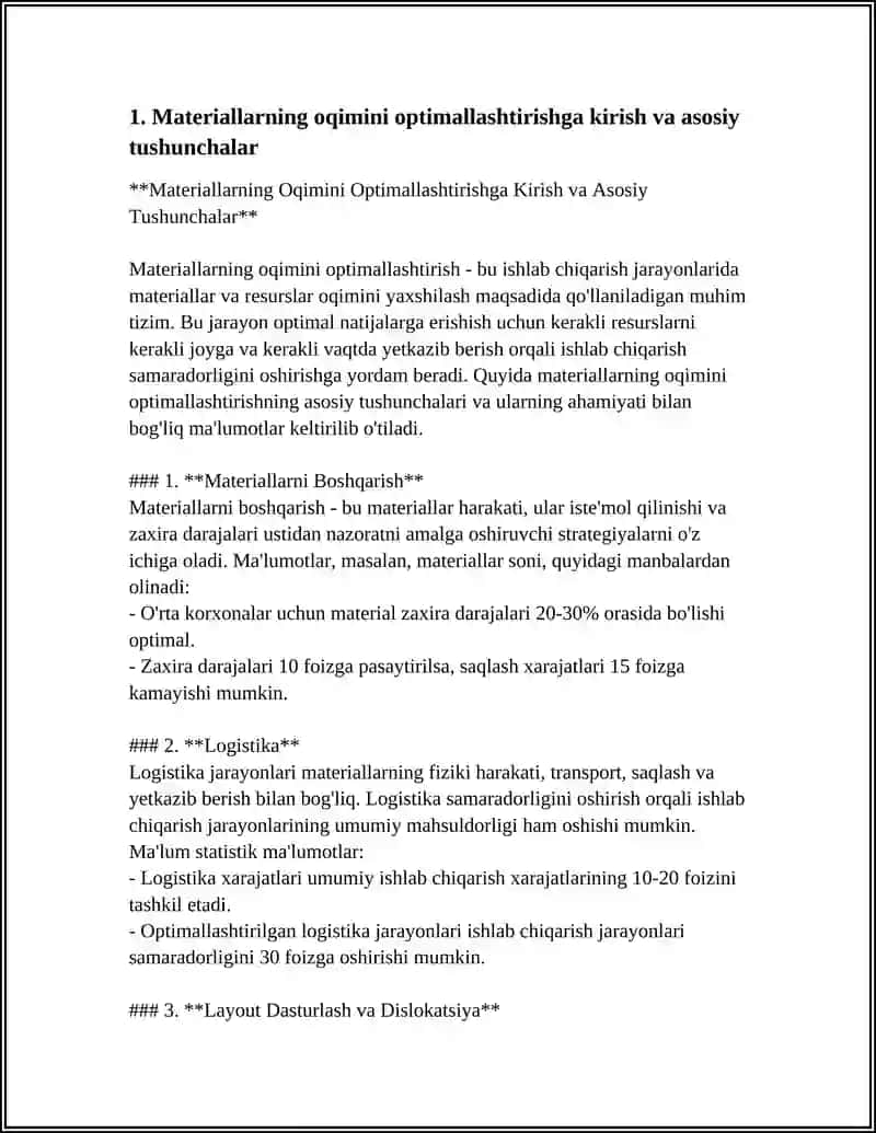 MATERIALLARNING OGIMINI OPTIMALLASHTIRISH 4