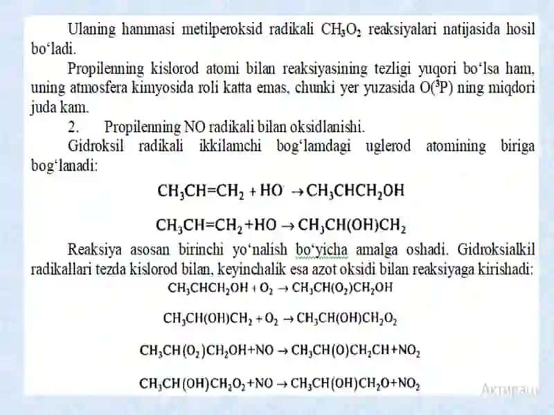 Propilenning kimyoviy o’zgarishlari 4