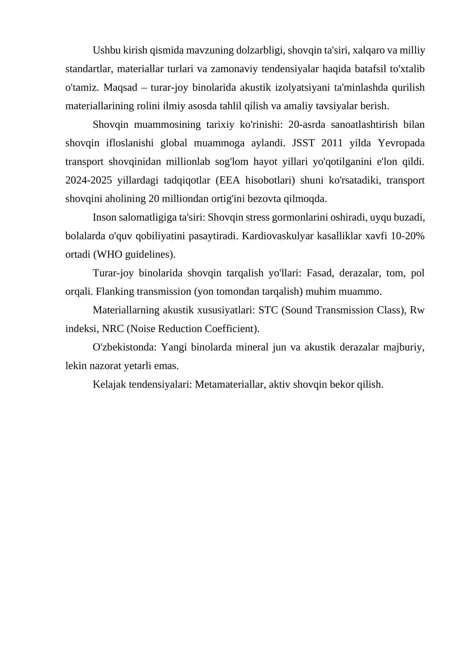 Mavzu:Turar-joy binolarida shovqindan himoya qilish uchun akustik izolyatsiya materiallari 4