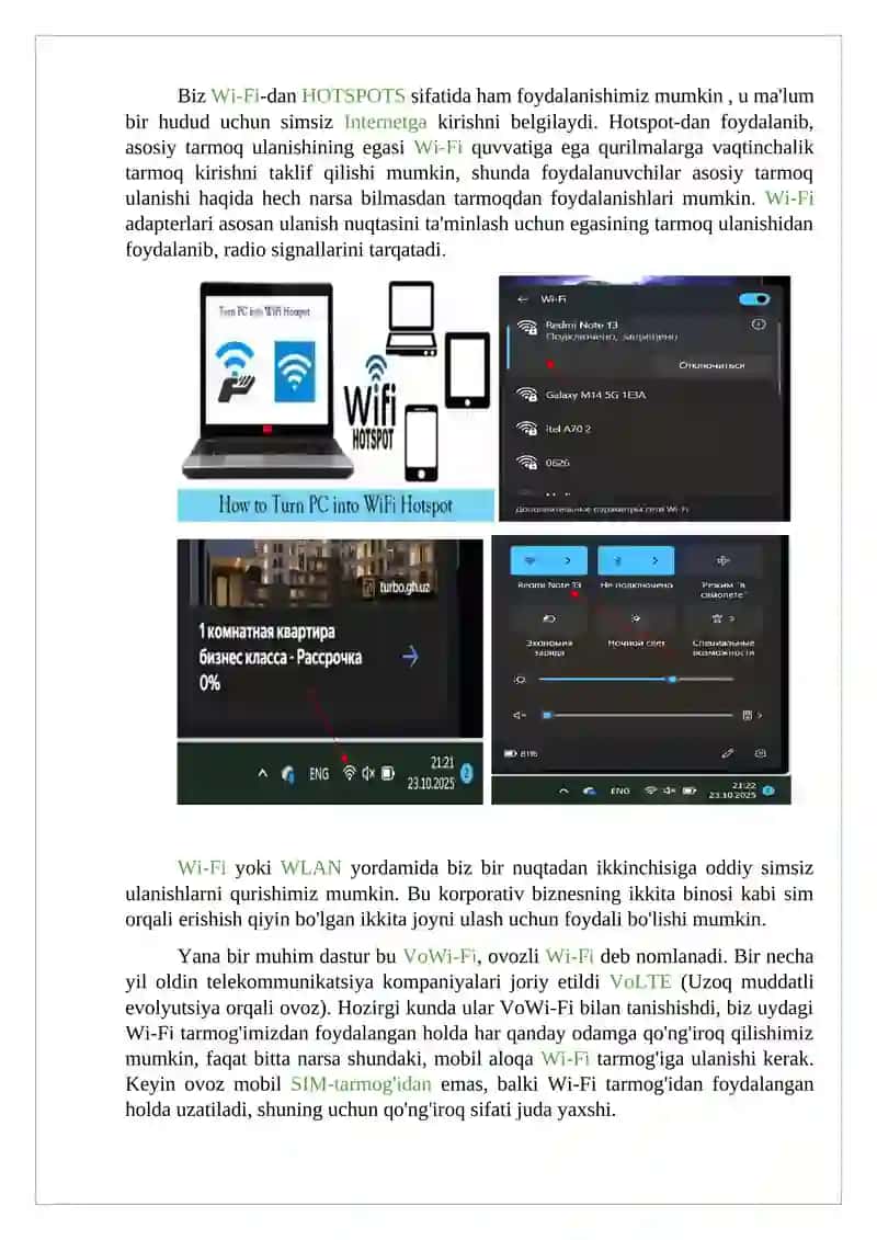 Wi-fi, Bluetooth,tarmoq kabellari 4