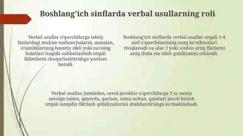 Verbal usullar: Ta'rif va ahamiyat 4