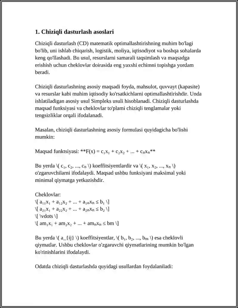 CHIZIQLI PROGRAMMALASHTIRISH MASALALARIDA IKKILANISH NAZARIYASI 4