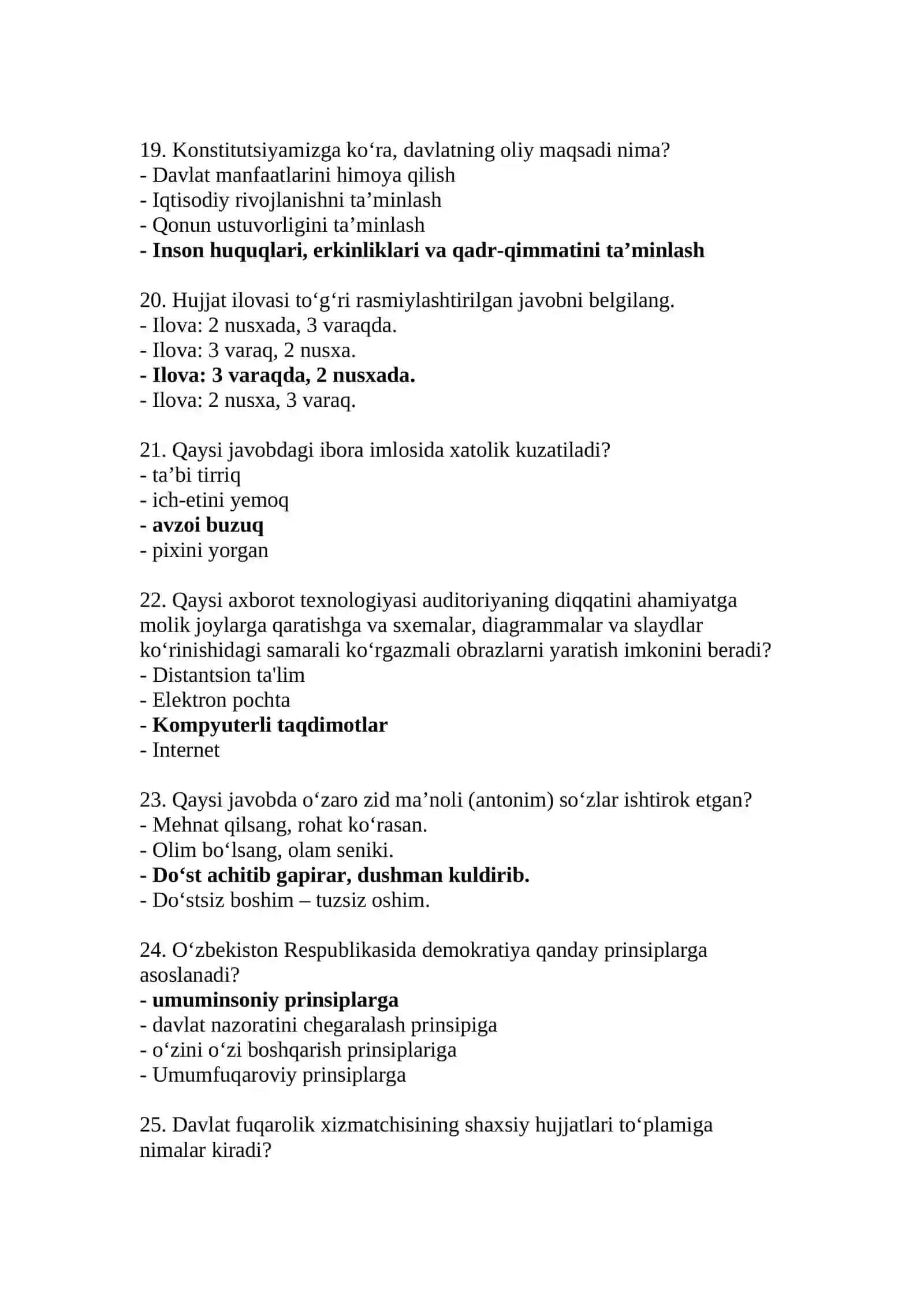 Aprel oyi uchun Argos davlat xizmatchisi test javoblari bilan birga 4