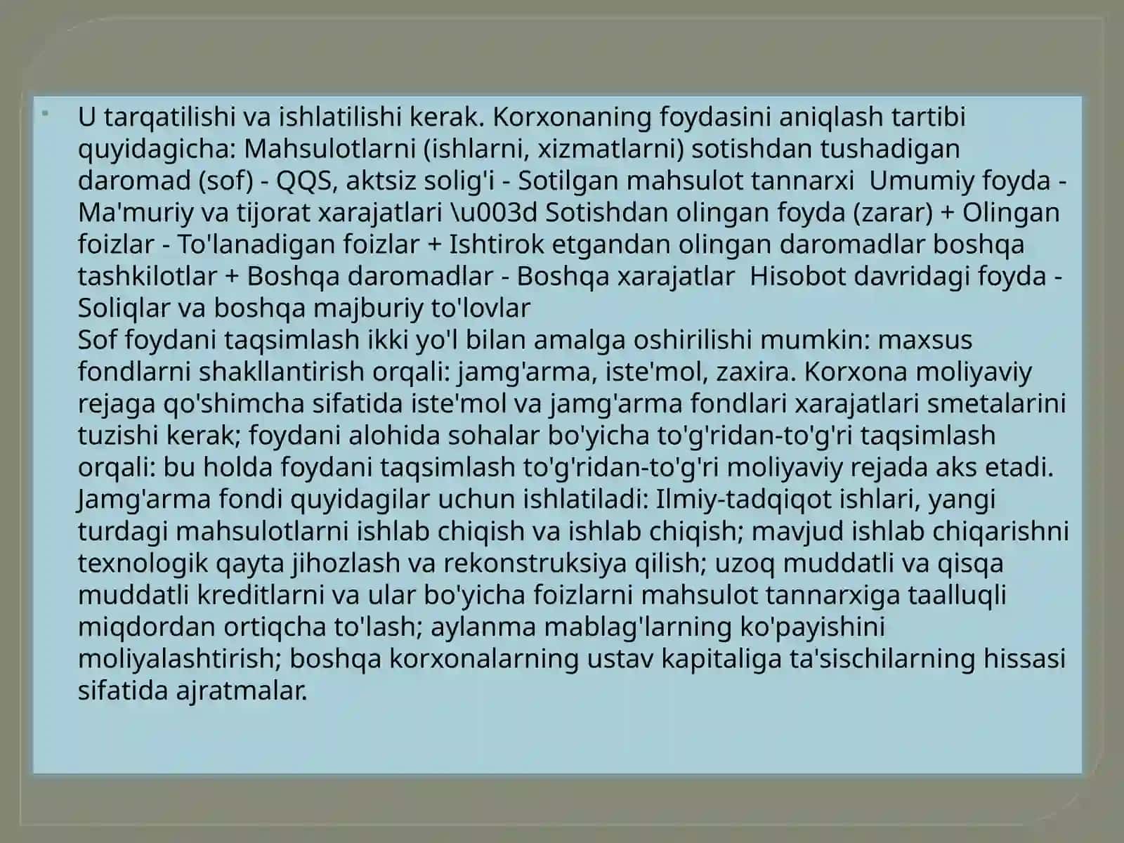 Turistik firmalarda foydani shakllantirish va undan samarali foydalanish 4
