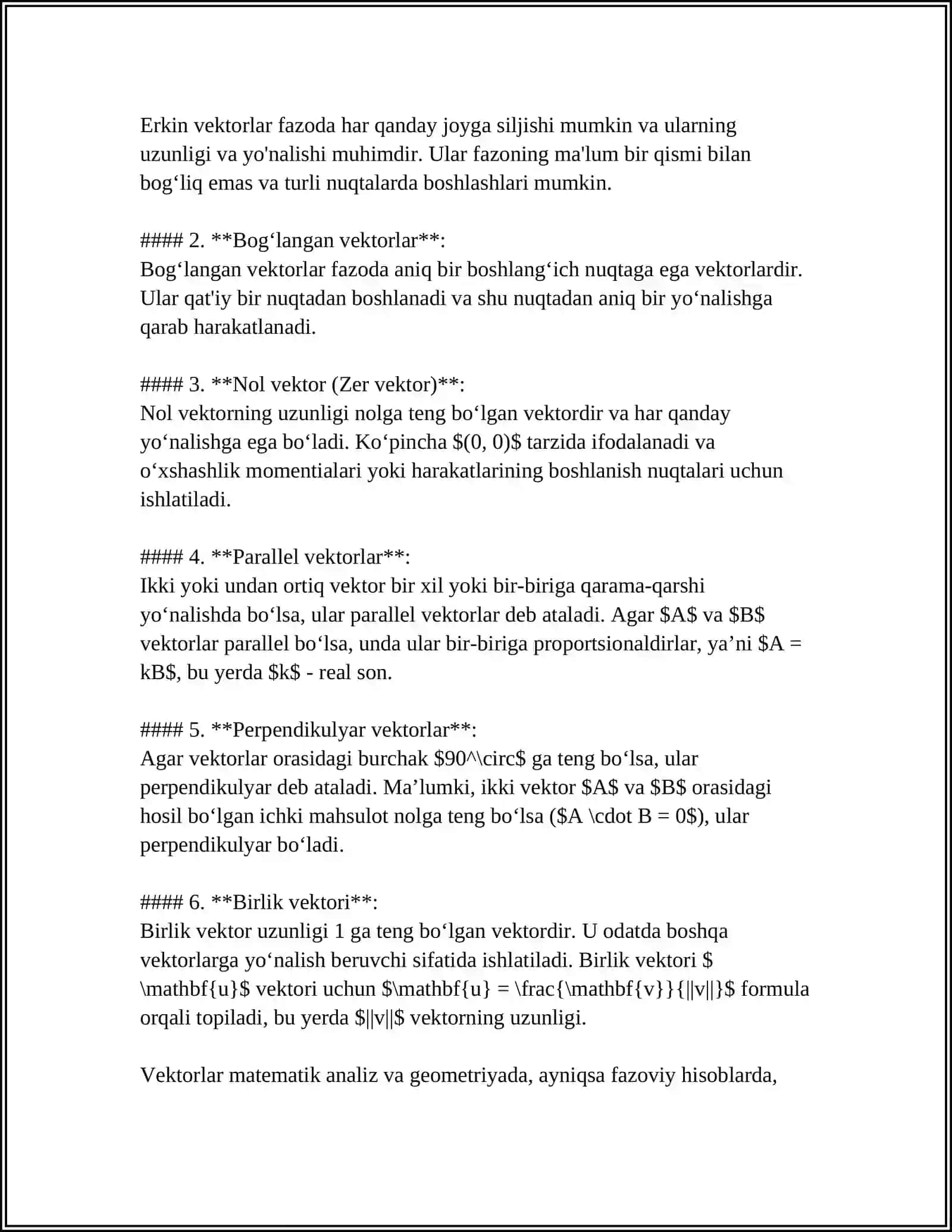 VEKTORLAR. ULAR USTA DA AMALLAR 4