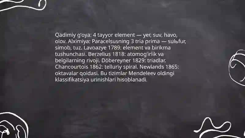 Mendeleyvning elementlar davriy sistemasi va davriy qonunining shakllanish tarixi 4