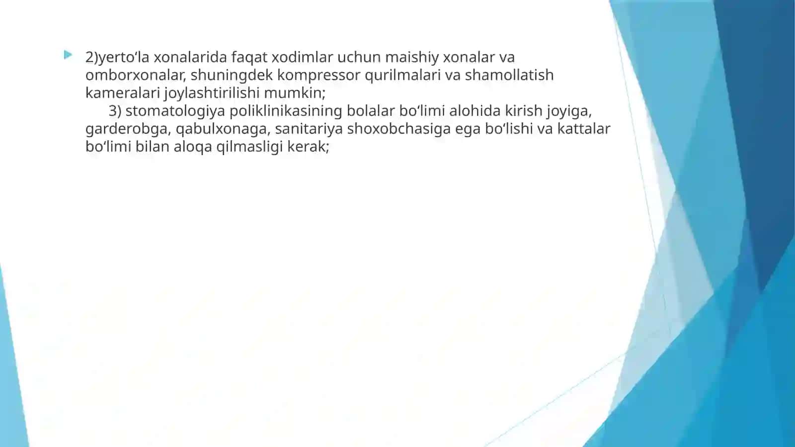 Stomatologiya tashkilotlaridagi sanitariya qoidalari va normalari 4