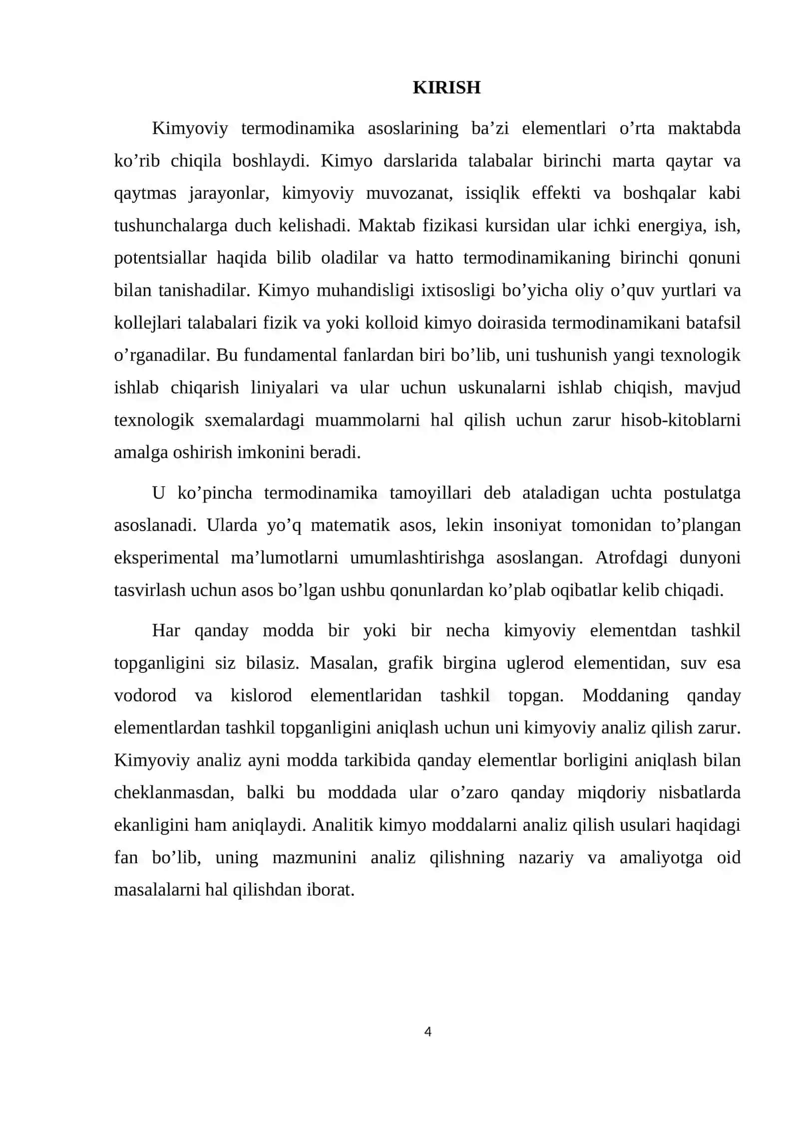 "Analitik kimyoda kimyoviy termodinamika haqida tushuncha" 4