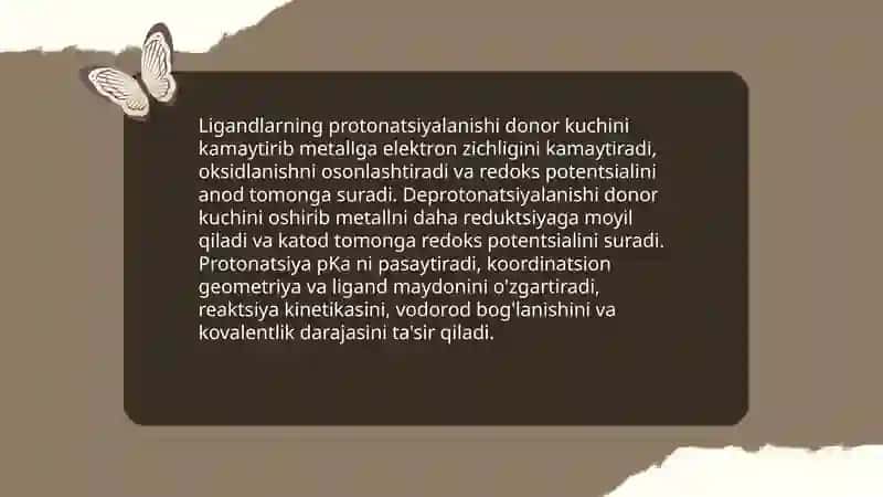 Koordinatsion birikmalarning kislota asos va oksidlanish qaytarilish reaksiyalari 4