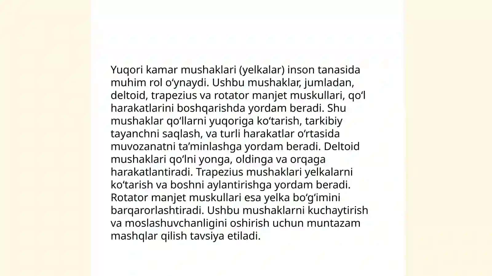 Yuqori va pastki kamar muskullari haqida umumiy tushuncha 4