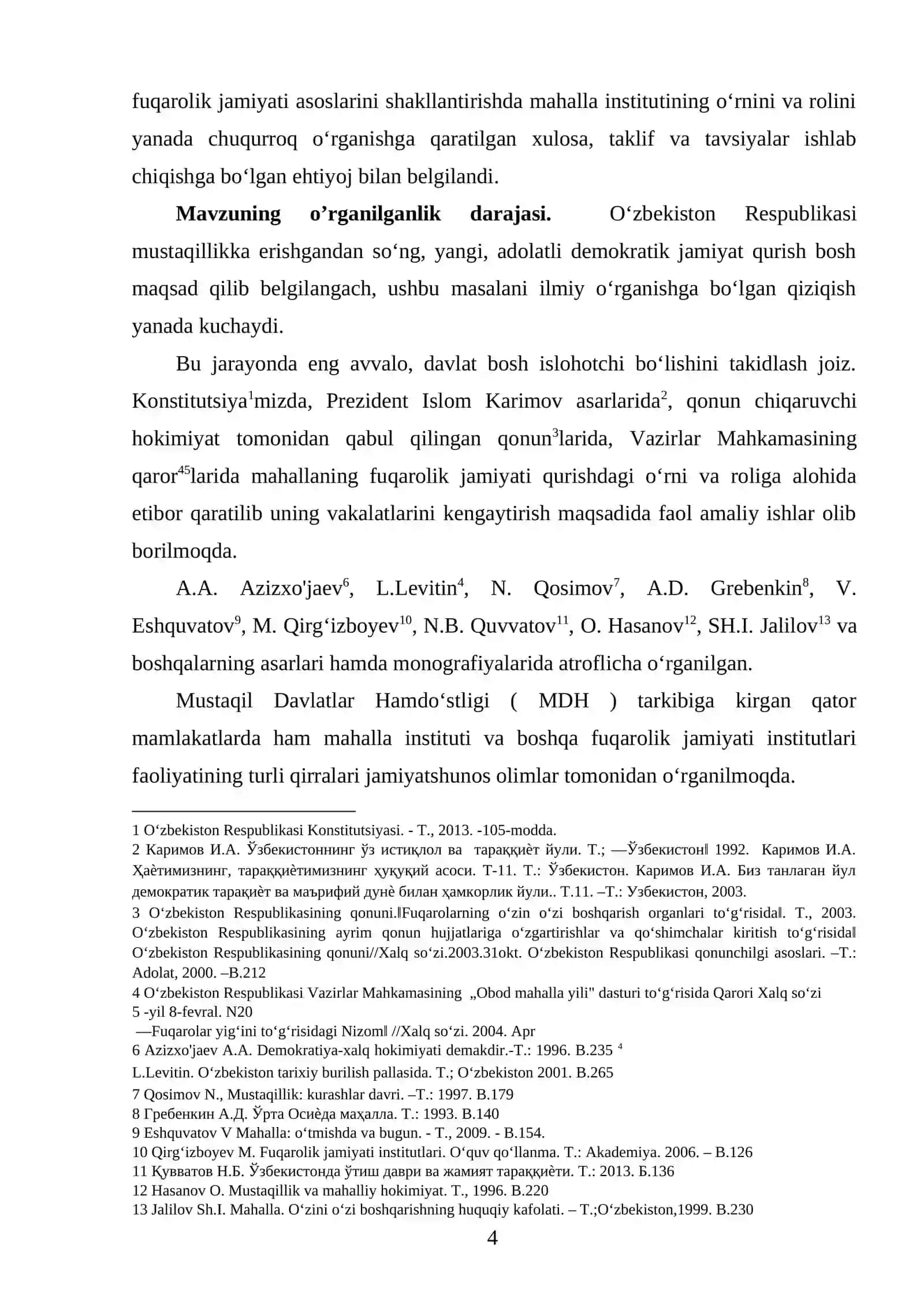 O‘zbekistonda fuqarolik jamiyatining barpo etishda mahalla institutining o‘rni va roli 4