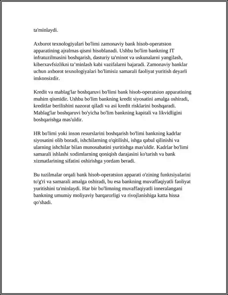 BANK HISOB OPERATSION APPARATINING TUZILISHI 4