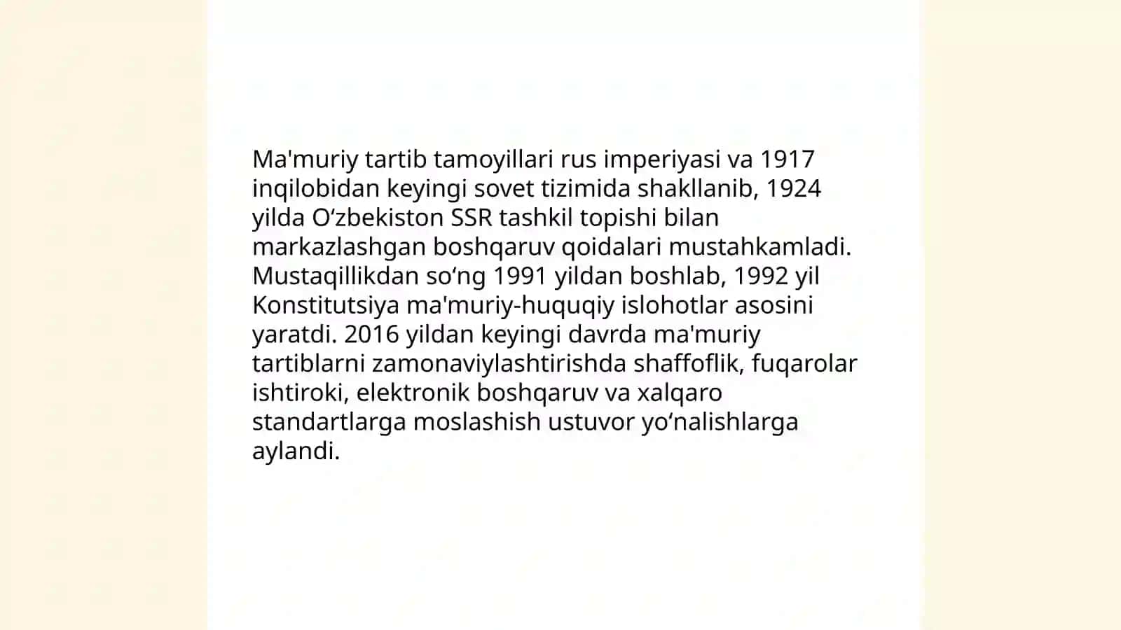 Oʻzbekistonda mamuriy tartib tamoyilari islovati 4