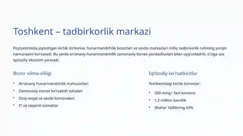 Kichik biznes va xususiy tadbirkorlik: O'zbekistonning iqtisodiy kelajagi 4