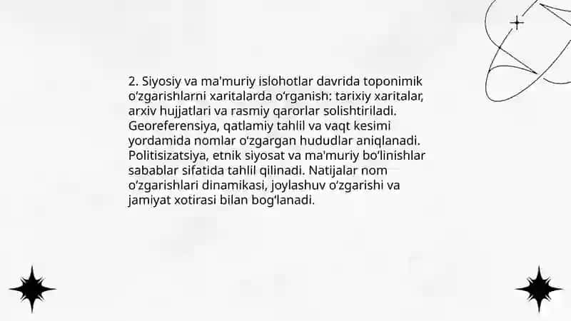 Tarixiy xaritalar asosida toponimik o‘zgarishlarni aniqlash 4