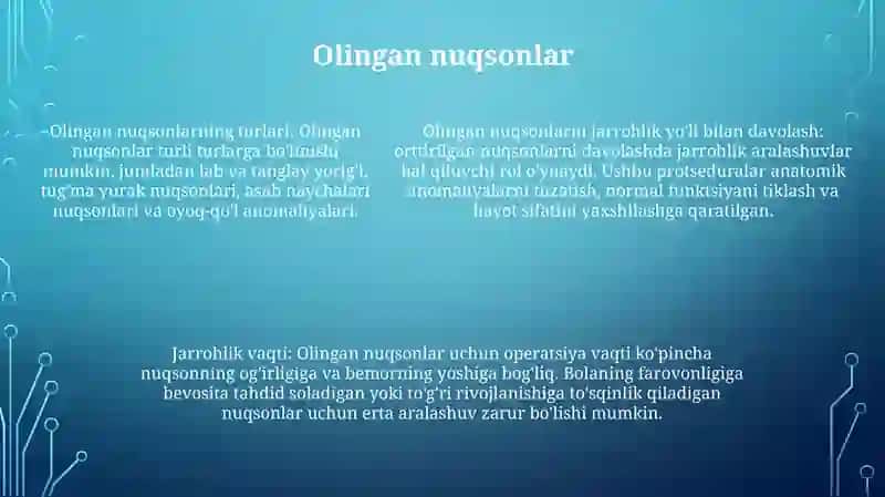 Ko'Krak Devori Tug'Ma Va Orttirilgan Nuqsonlarida Operatsiyalar 4