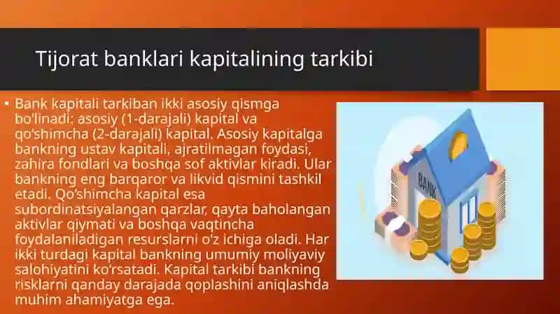 Tijorat bankining kapitali: uning tarkibi va yetarliligiga qo‘yilgan talablar 4