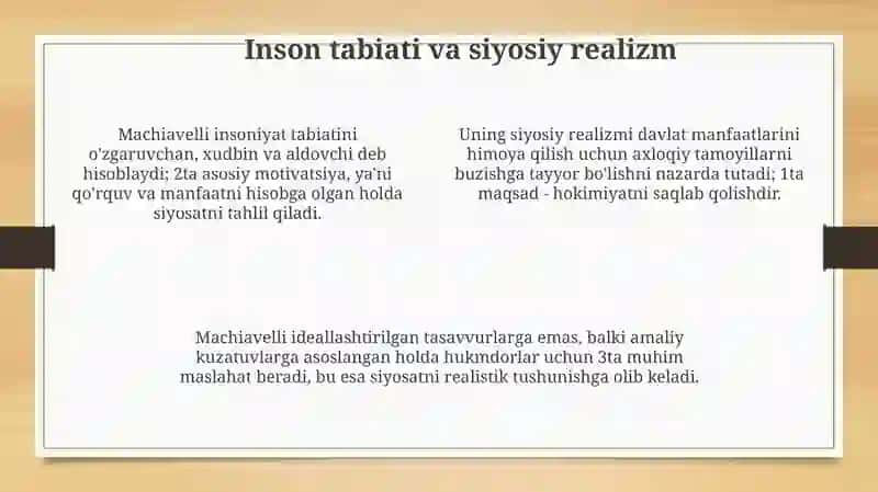 Makiavellining "Xukmdor" asaribo'yichataqdimot 4