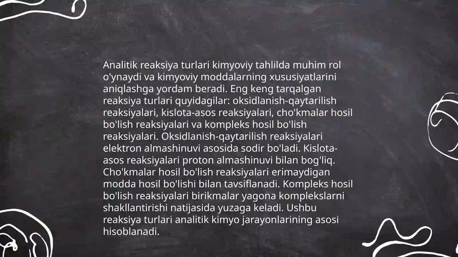Analitik reaksiyalarni òtkazish usullari va amalga oshirish shart- sharoitlari 4