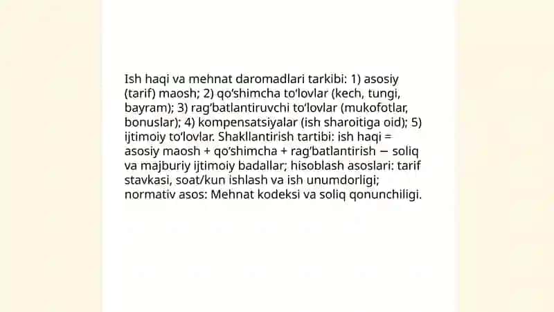 Daromad turlari tarkibi va ularning shakllantirish tartibi daromad manbalari 4