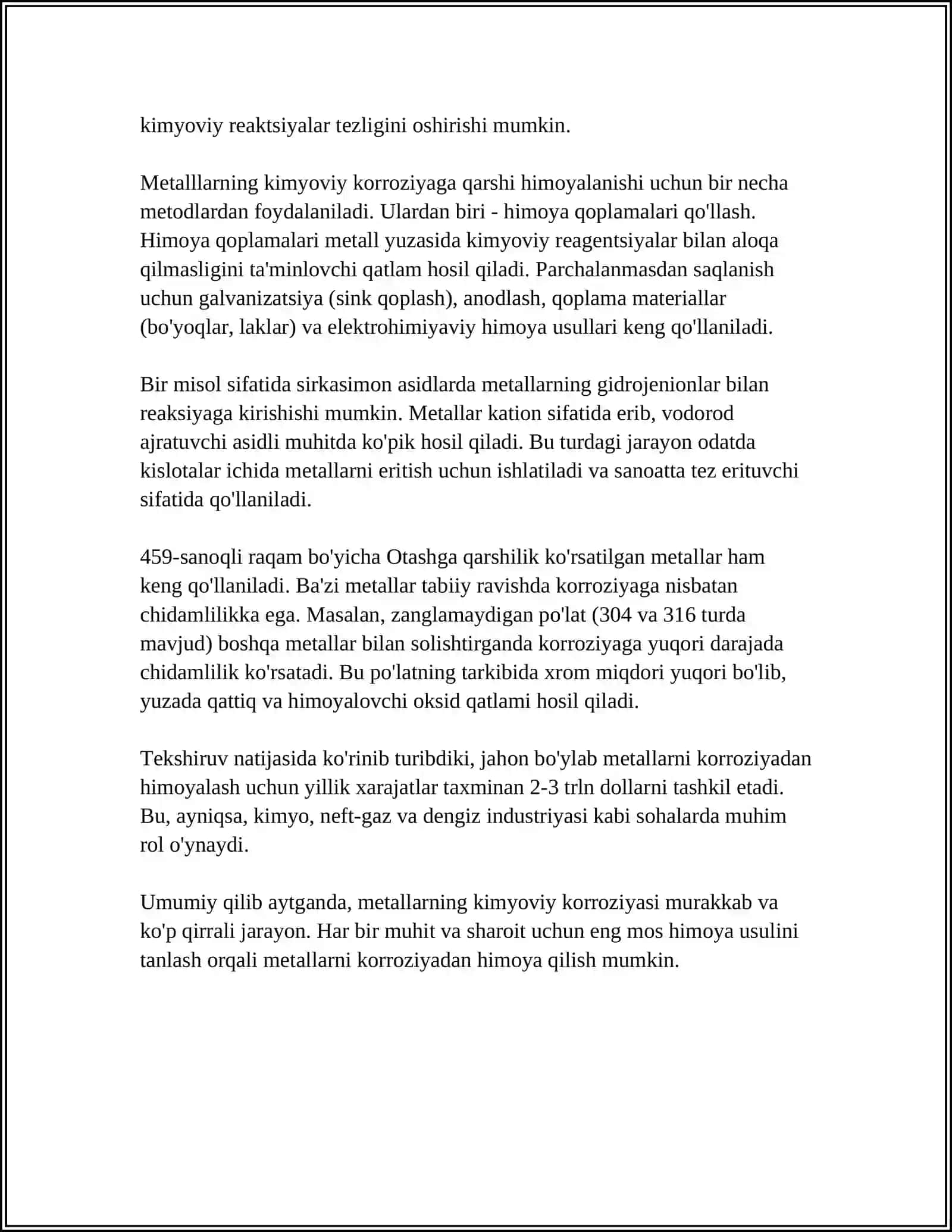 METALLARNING KORROZIYALANISHI VA UNDAN SAQLANISH USULLARI UGLEVODORODLAR VA ULARNING TURLARI 4