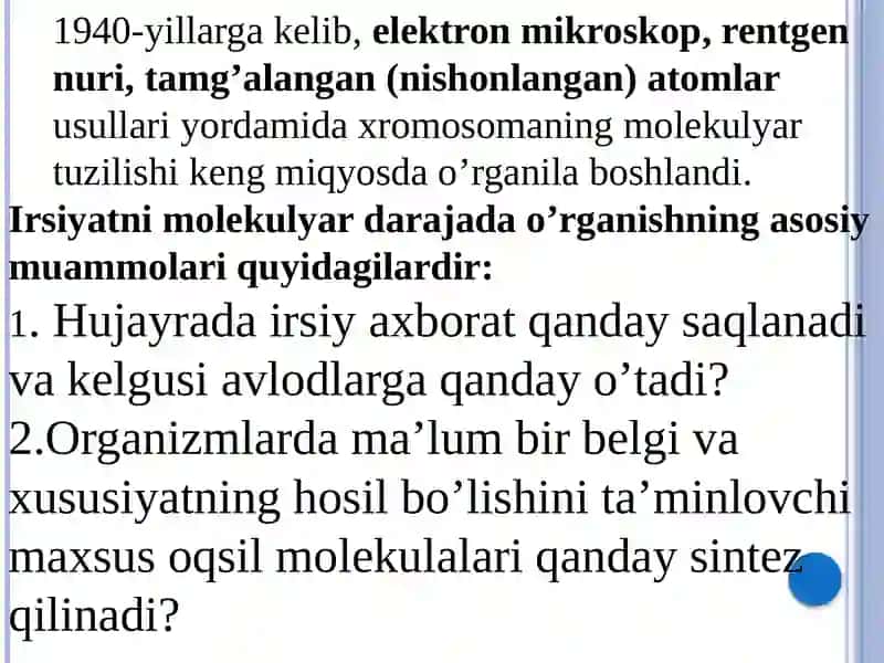 FAN:TIBBIY BIOLOGIYA.UMUMIY GENETIKA3-MA’RUZA MASHG’ULOTI 4