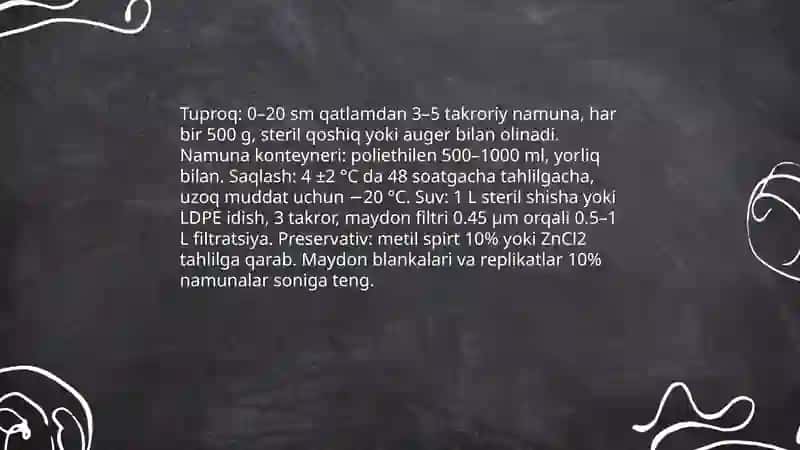 Tuproq va suvdagi ion bog'lanishli birikmalarni tasniflash va roʻyxatlash 4