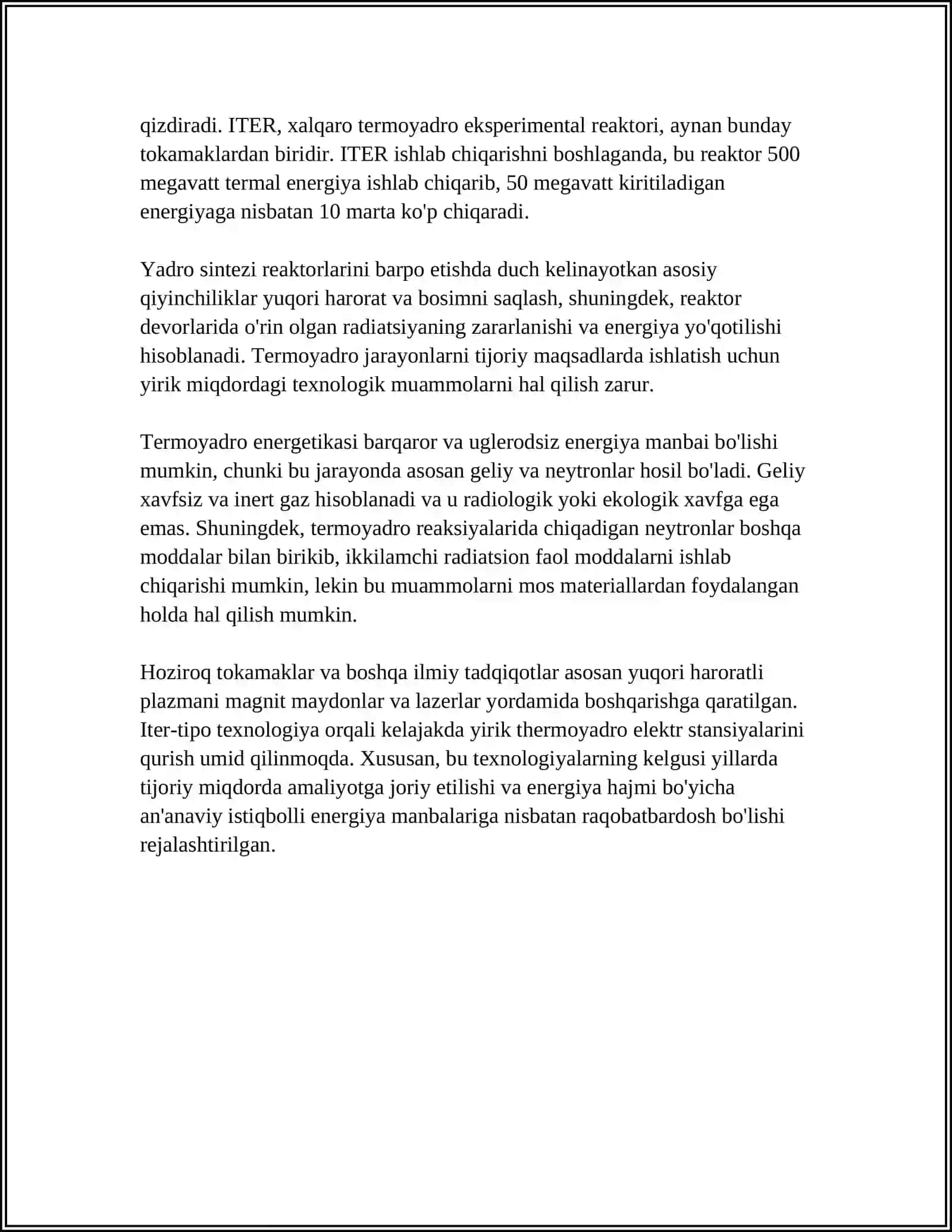 TERMOYADRO REAKSIYLARI VA ULARNI BOSHQARISH MUAMMOLARI 4