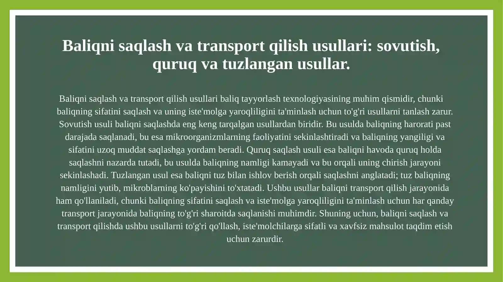 Baliq tayyorlash texnologiyasi 4