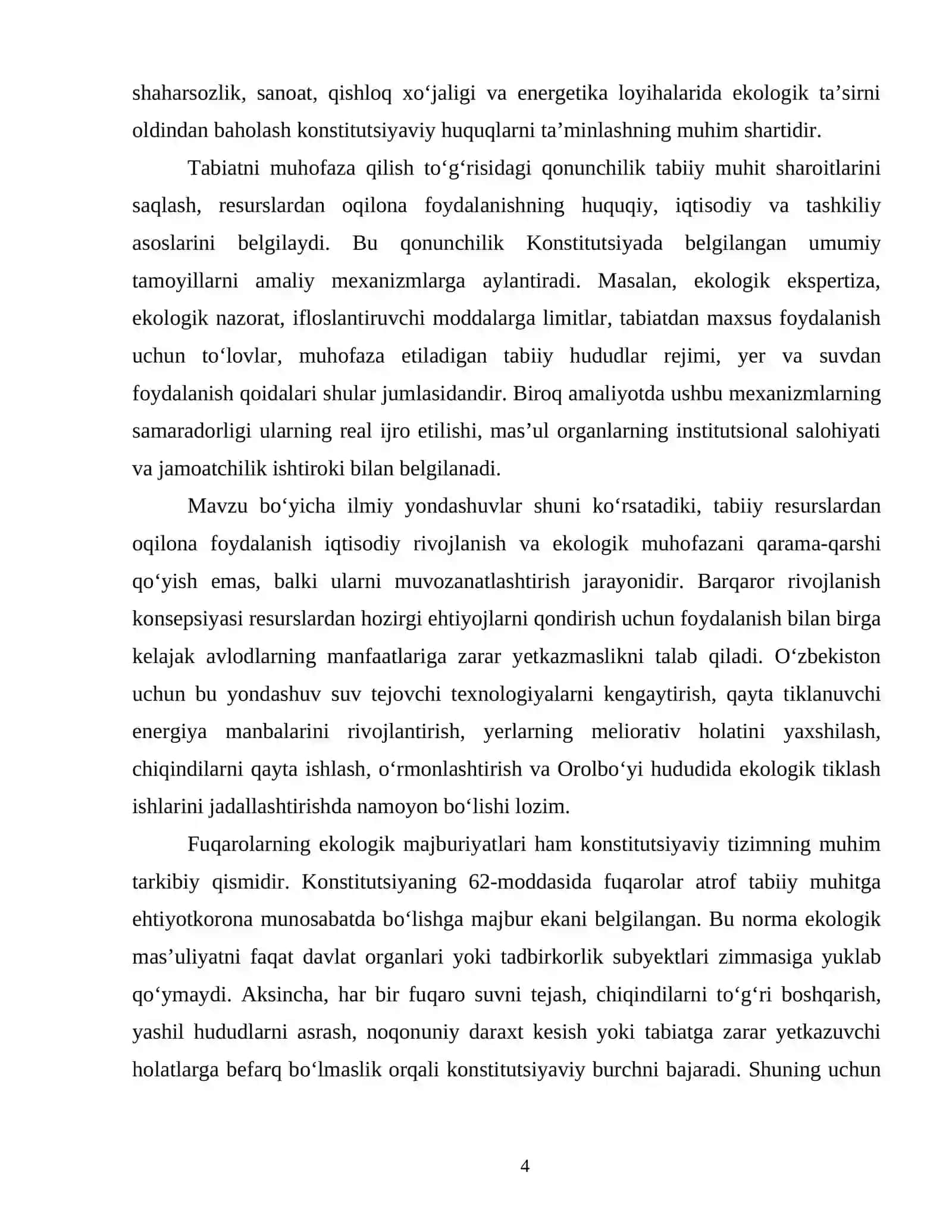 OʻZBEKISTONDA TABIIY RESURSLARDAN OQILONA FOYDALANISHNING KONSTITUTSIYAVIY ASOSLARI 4