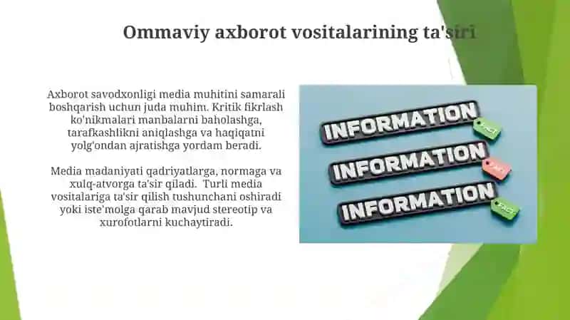 Axborot matnlari bilan ishlash va media madaniyat 4