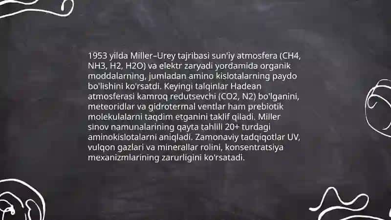 Hayotning paydo bo'lishi to'g'risida hozirgi zamon qarashlari 4